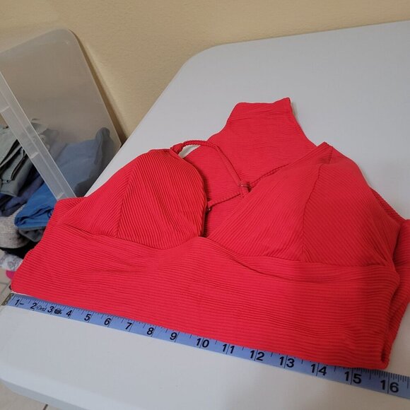 Womens H&M Red & White‎ Ribbed One-Piece Swimsuits Lot Size Sexy Summer Tropical - Picture 5 of 8